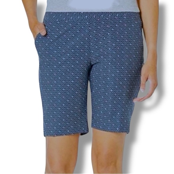GREG NORMAN Print Bermuda Shorts Blue Print Pull-On 19” Golf Shor… - Picture 1 of 6